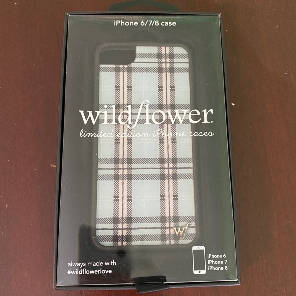 iPhone 7 Blue Plaid Wildflower Case